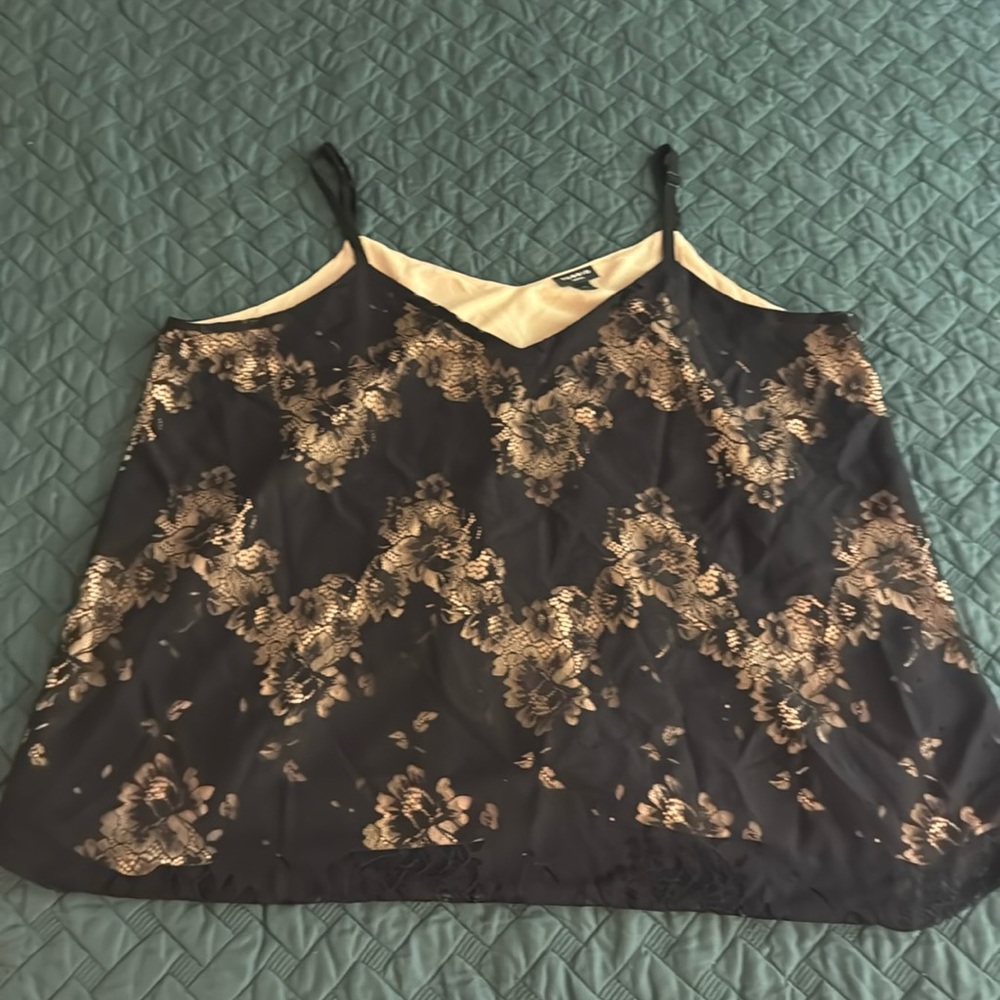 Torrid Size 2 tank top. Black lace overlay with tan base. So pretty!
